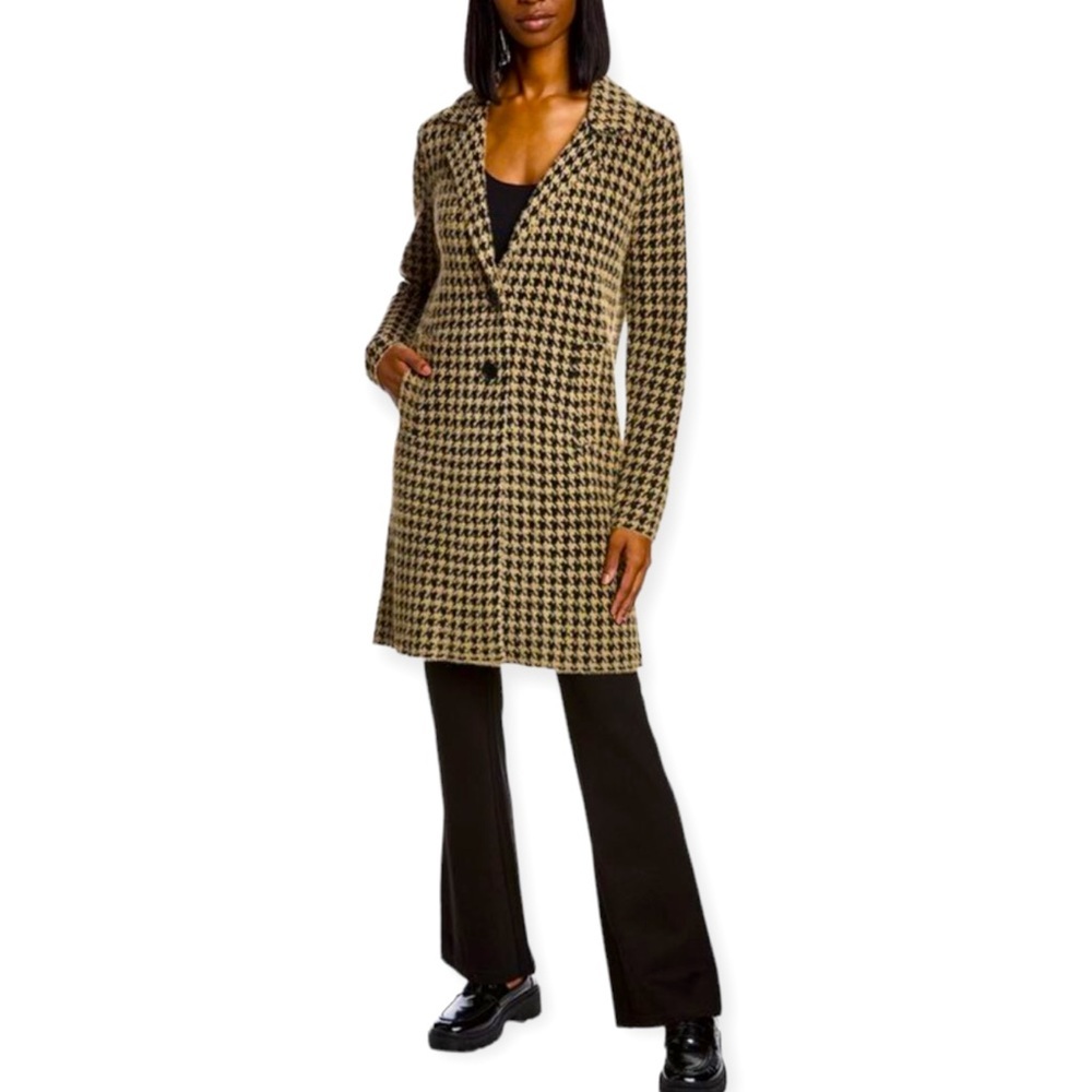 MAX STUDIO Houndstooth Fuzzy Jacquard Sweater M NWT
